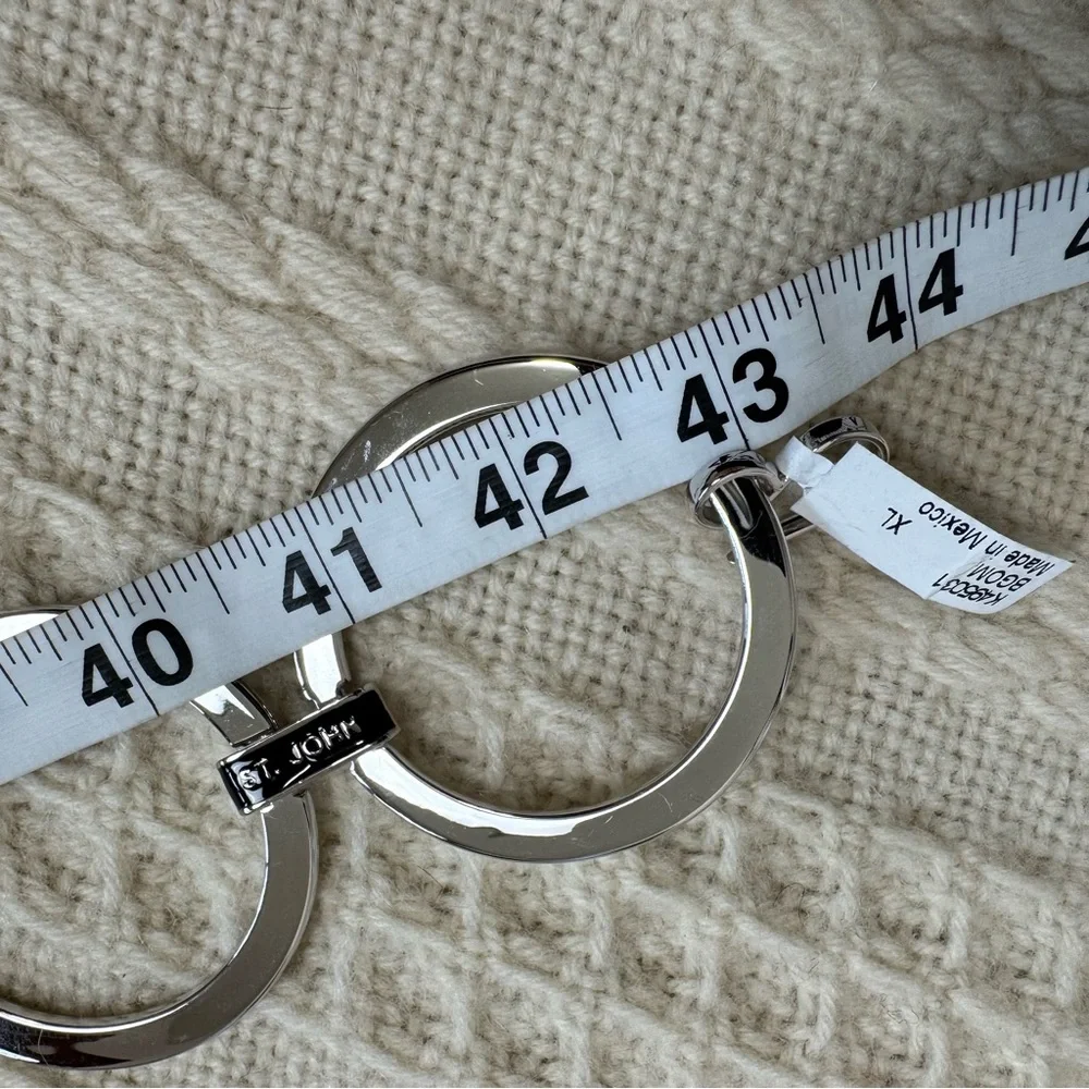 NWT St. John Silver Toned Circle Chain Link Belt Adjustable Accessory Metal